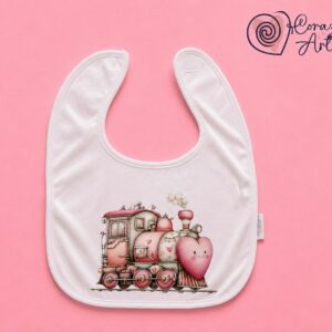 Babero Velcro Tren en rosa