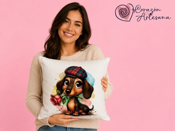 Cojín Perrita con Rosa - Imagen 2