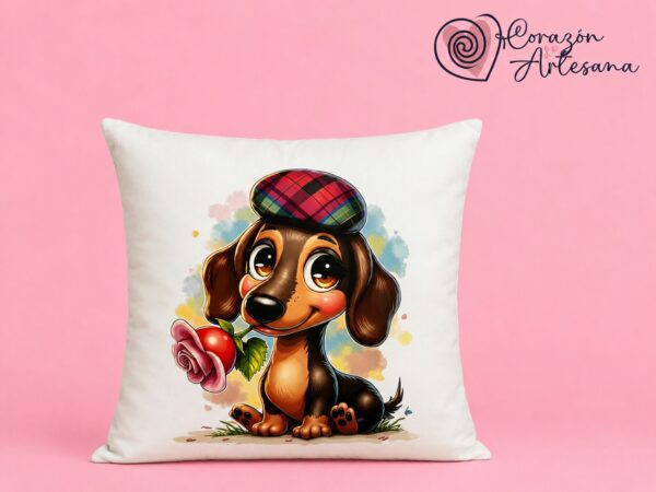 Cojín Perrita con Rosa - Imagen 3