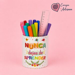 Lapicero Cerámica Frase con mariposas y Flores