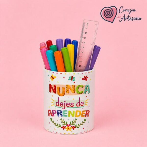 Lapicero Cerámica Frase con mariposas y Flores - Imagen 2
