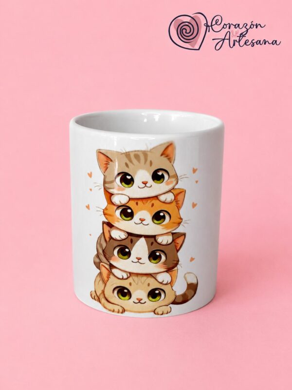 Lapicero Cerámica Gatos con corazones - Imagen 2
