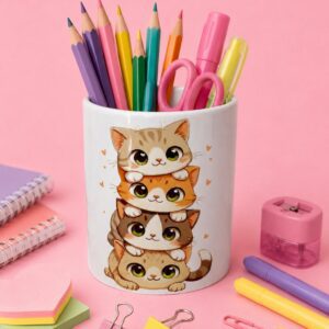 Lapicero Cerámica Gatos con corazones