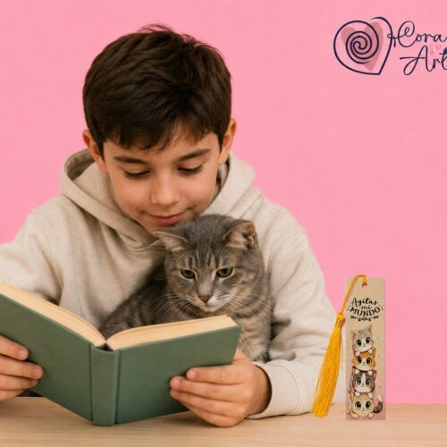 Marcapáginas Aluminio Gatos Mundo