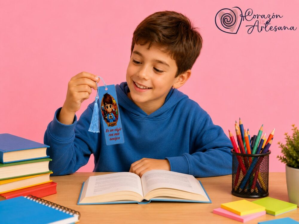 Marcapáginas Aluminio Niño con frase Motivadora. - Imagen 2