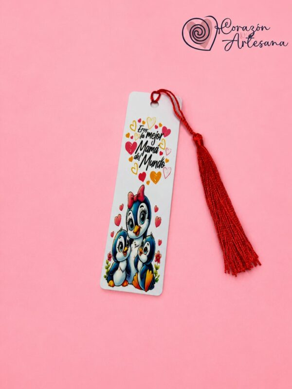 Marcapáginas Aluminio Pingüino con Frase de Mamá - Imagen 2