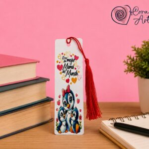 Marcapáginas Aluminio Pingüino con Frase de Mamá