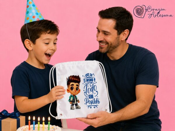 Mochila Poliéster Niño Frase Motivadora - Imagen 3