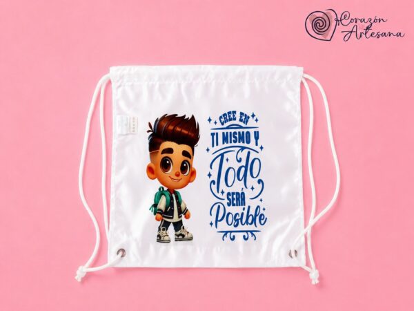 Mochila Poliéster Niño Frase Motivadora - Imagen 2