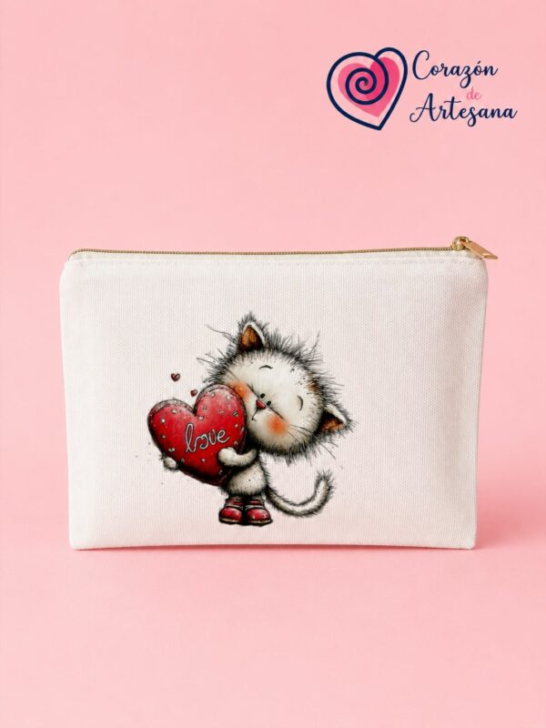 Neceser Blanco Gato con Corazón - Imagen 2