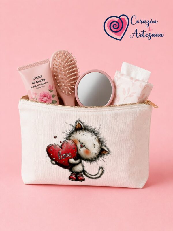 Neceser Blanco Gato con Corazón - Imagen 3