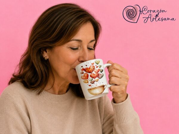 Taza Cerámica Corazones - Imagen 2