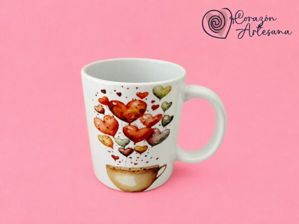 Taza Cerámica Corazones - Imagen 3