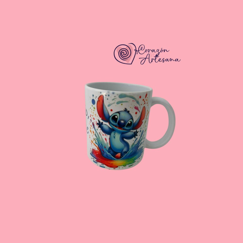 Taza Cerámica Stich surfeando - Imagen 2