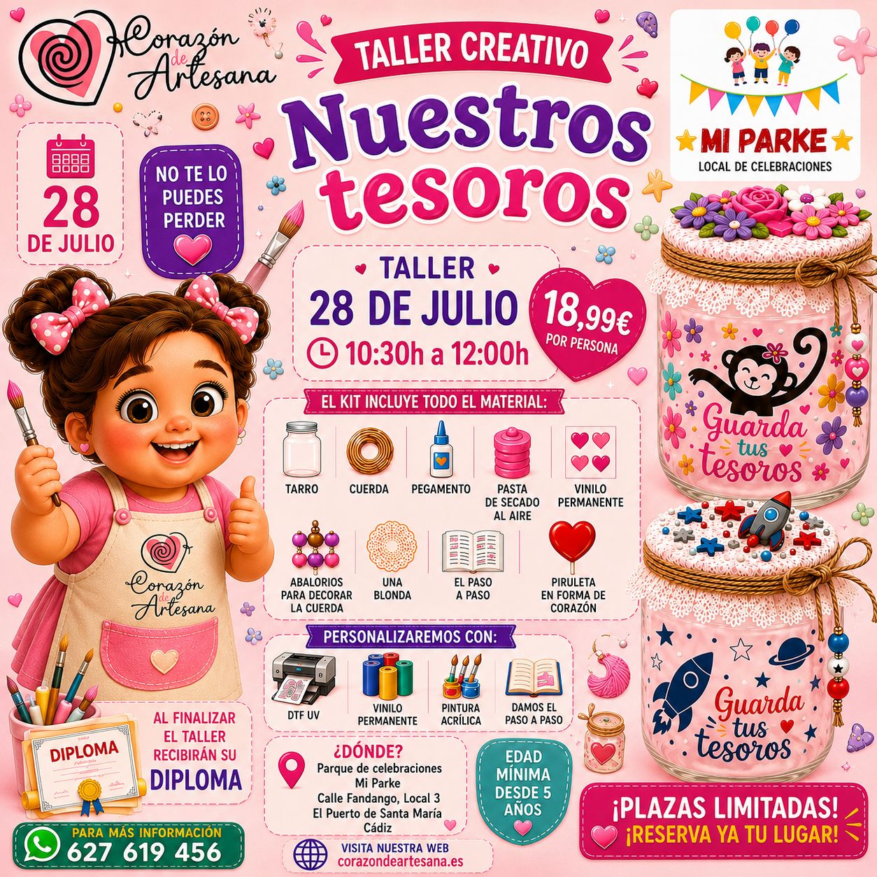 Taller Creativo "Nuestros Tesoros" — Decora tu Tarro · 28 de Julio · El Puerto de Santa María