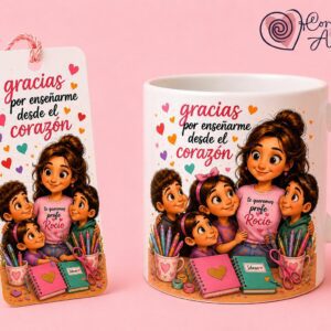 Pack profesora: Taza + Marcapáginas Personalizados